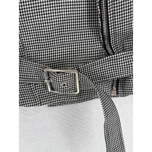 Christopher Kane Black White Houndstooth Wool Collared Moto Jacket Sz 8 NEW - Picture 5 of 8
